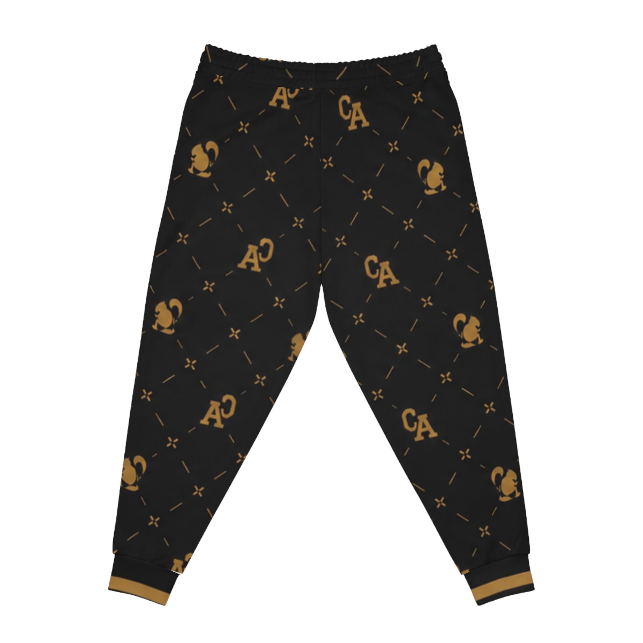 Luxury Black & Gold Monogram Joggers — CA Pattern Athletic Pants